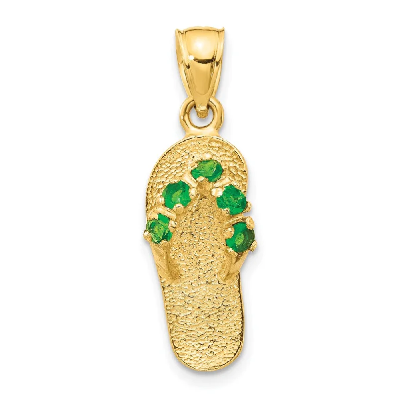 14k Yellow Gold May Cubic Zirconia Birthstone Flip Flop Pendant