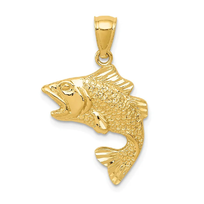 14k Yellow or White Gold Bass Pendant, 17mm (5/8 inch)