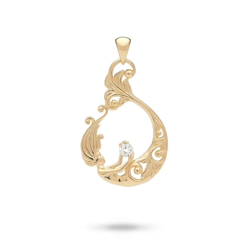 Living Heirloom Mermaid Pendant in Gold with Diamond - 27mm