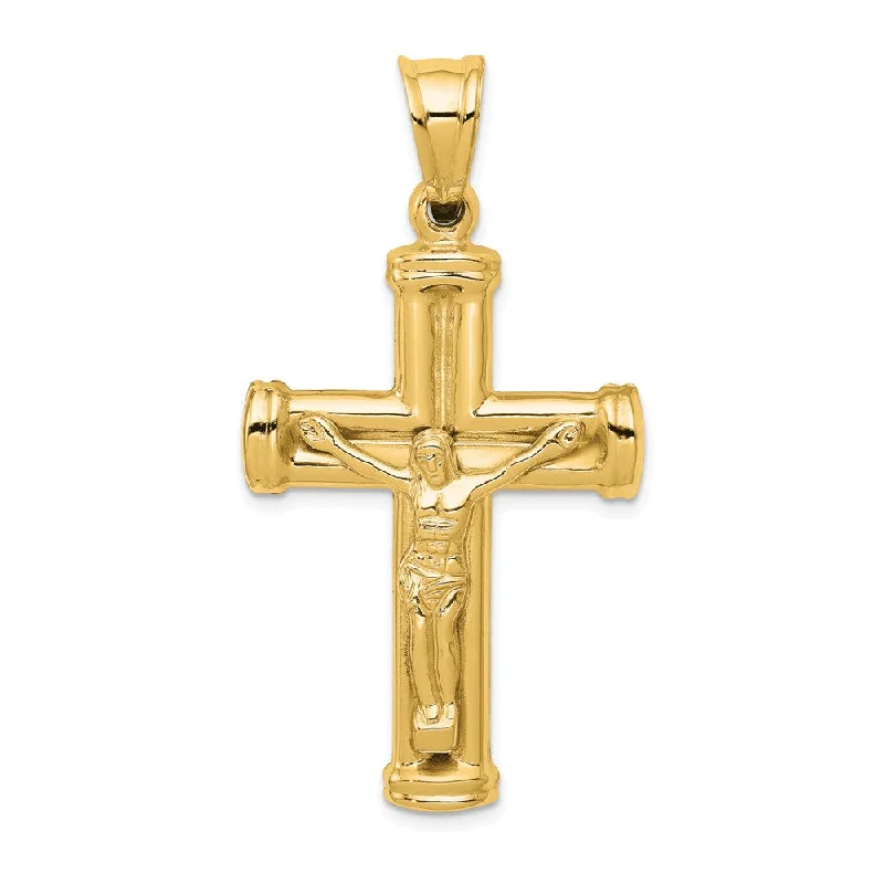 Men's 14k Yellow or White Gold Reversible Crucifix Pendant, 25 x 49mm