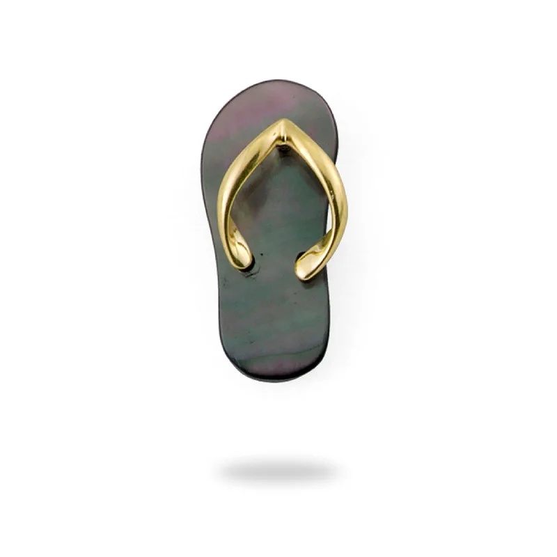 Black Mother of Pearl Slipper Pendant in Gold