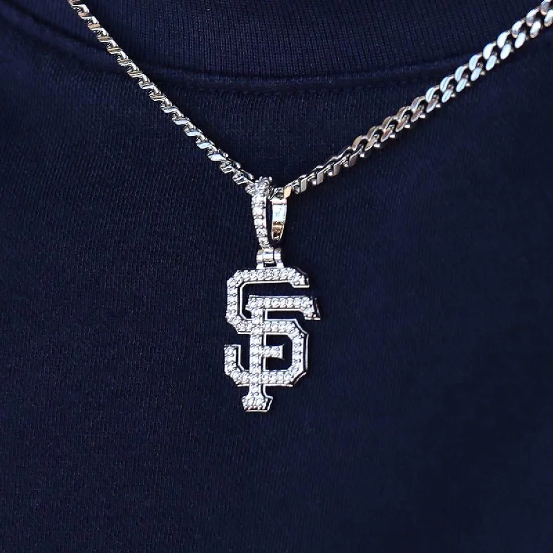 San Francisco Giants Official MLB Micro Logo Pendant in White Gold