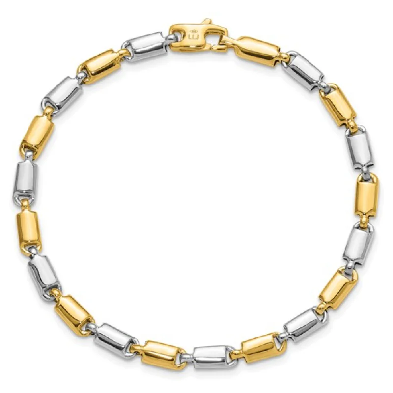 14k Two-Tone Fancy Rectangular Link Bracelet