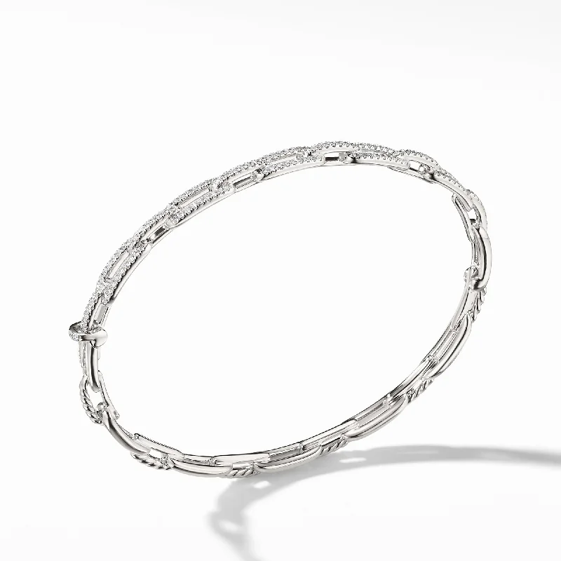 Stax Chain Link Bracelet in 18K White Gold with Diamonds\, 4mm