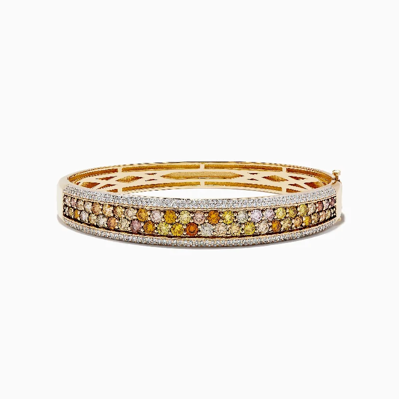 14K Yellow Gold Multi Color Diamond Bangle