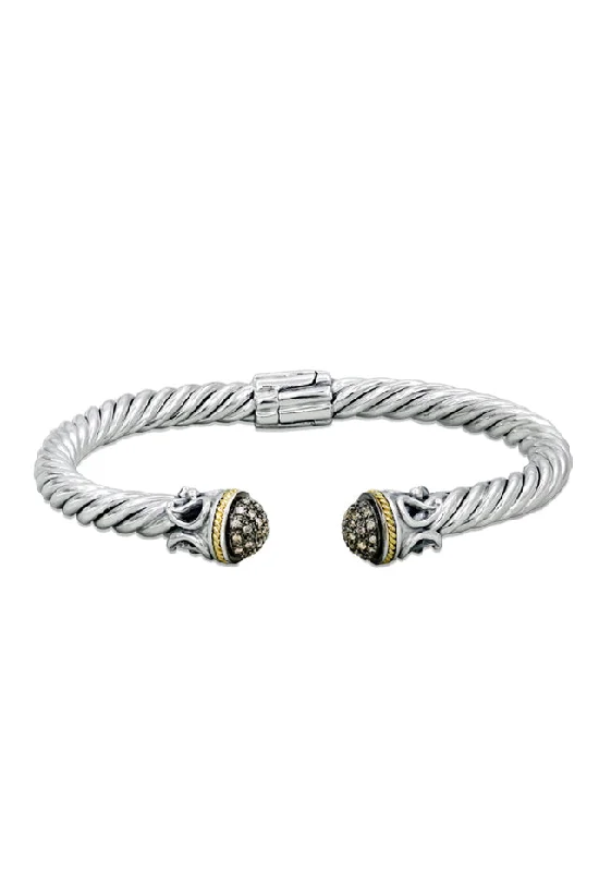 925 Silver & Gold Espresso Diamond Bangle, .27 TCW