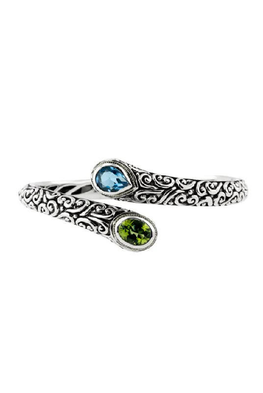 925 Sterling Silver Multi Gemstone Bangle, 3.80 TCW