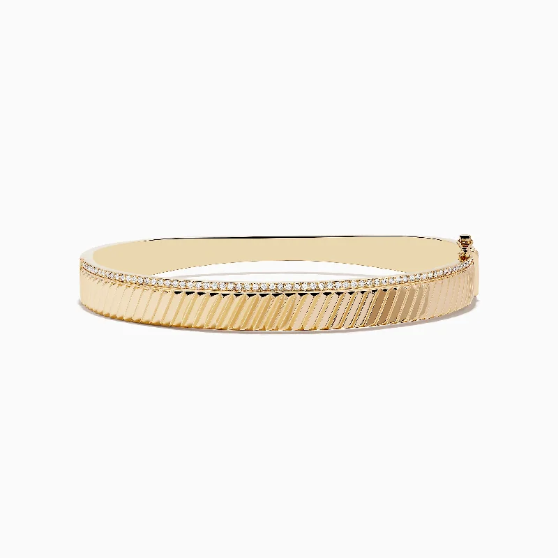 Men's 14K Yellow Gold Diamond Bangle 0.51 TCW