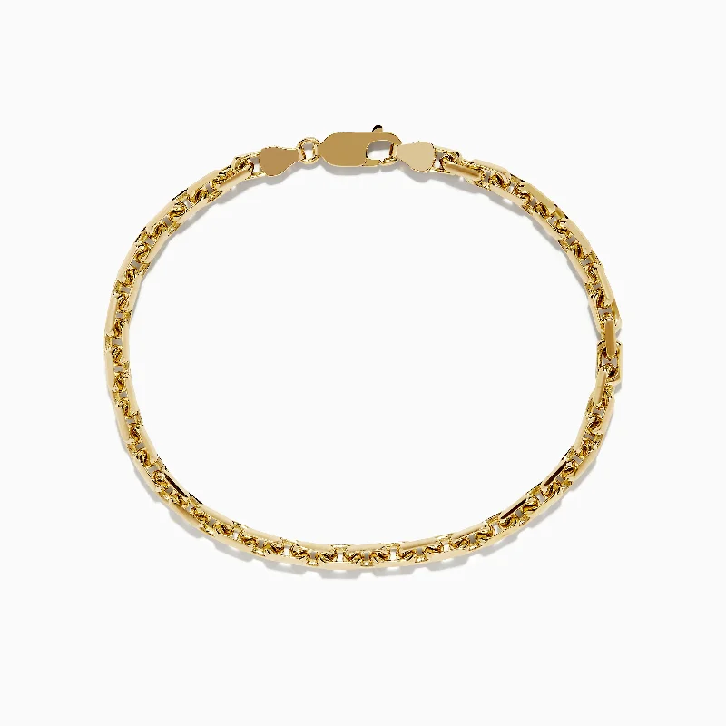 Men's 14K Yellow Gold Solid Chain Link Bracelet 8.5"