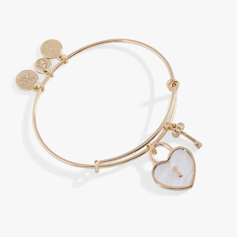 Mother of Pearl Heart Lock Bangle