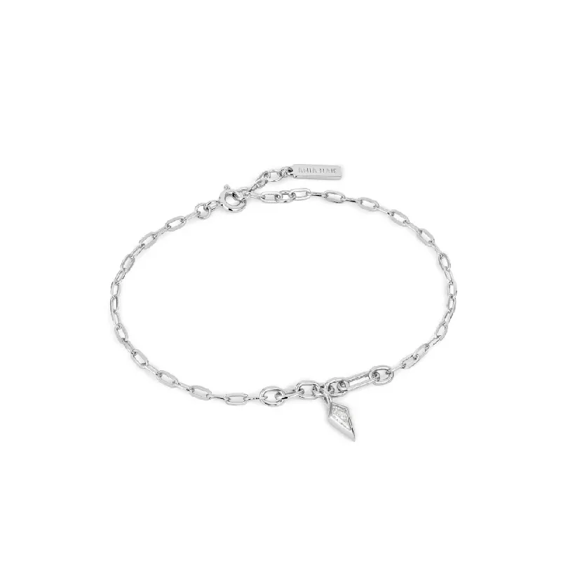 Sparkle Drop Pendant Chain Bracelet