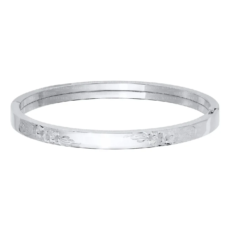 Sterling Silver Floral Engraved Bangle