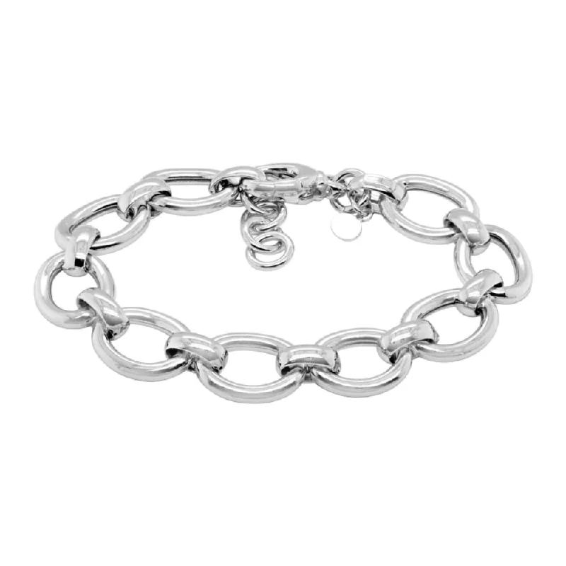 Sterling Silver Oval Cable Chain Link Bracelet